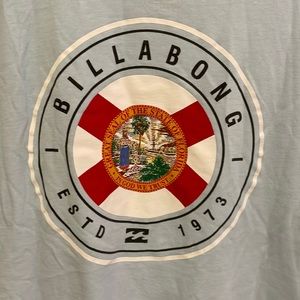 Mens L Billabong Florida T-shirt - light blue with FL flag decal
